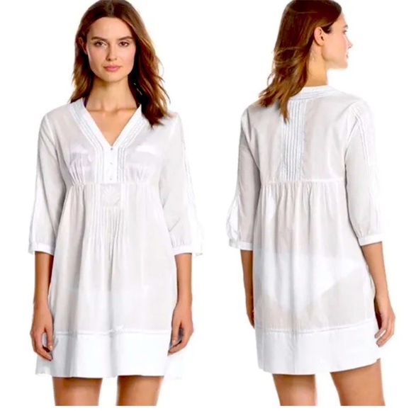 Lilly Pulitzer Dresses & Skirts - Lilly Pulitzer White Embroidered Cotton Alfa Tunic Top Swim Cover Up Sz M